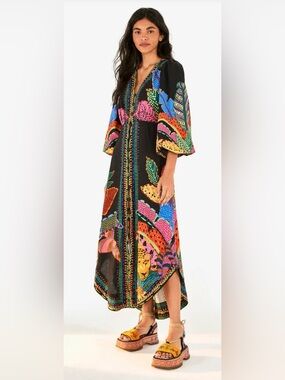 FARM RIO Black Cool Leopards Dress